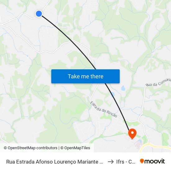 Rua Estrada Afonso Lourenço Mariante 2288-2302 - Lomba Do Pinheiro Porto Alegre - Rs 91787-260 Brasil to Ifrs - Campus Restinga map