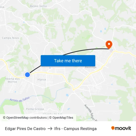 Edgar Pires De Castro to Ifrs - Campus Restinga map