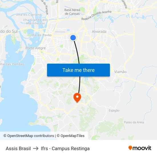 Assis Brasil to Ifrs - Campus Restinga map