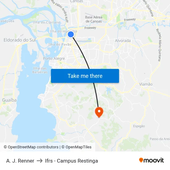 A. J. Renner to Ifrs - Campus Restinga map