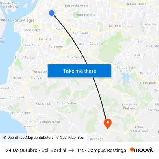 24 De Outubro - Cel. Bordini to Ifrs - Campus Restinga map