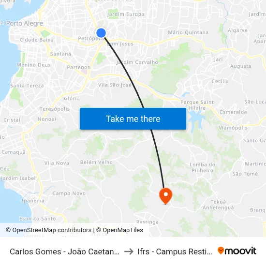 Carlos Gomes - João Caetano Sn to Ifrs - Campus Restinga map