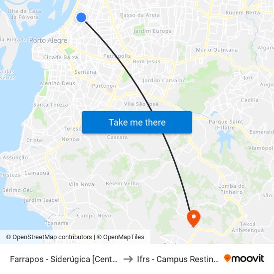 Farrapos - Siderúgica [Centro] to Ifrs - Campus Restinga map