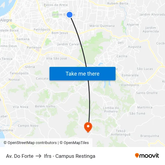 Av. Do Forte to Ifrs - Campus Restinga map