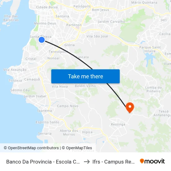 Banco Da Província - Escola Conhecer to Ifrs - Campus Restinga map