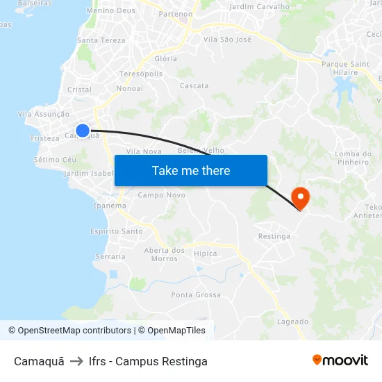 Camaquã to Ifrs - Campus Restinga map