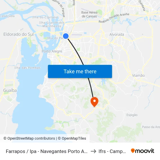 Farrapos / Ipa - Navegantes Porto Alegre - Rs 90240-001 Brasil to Ifrs - Campus Restinga map
