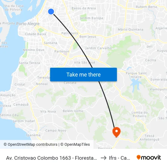 Av. Cristovao Colombo 1663 - Floresta - Floresta Porto Alegre - Rs 90560-003 Brasil to Ifrs - Campus Restinga map