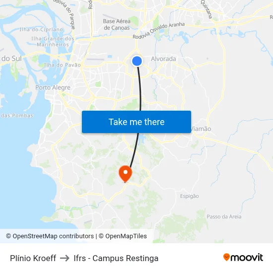 Plínio Kroeff to Ifrs - Campus Restinga map