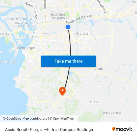 Assis Brasil - Fiergs to Ifrs - Campus Restinga map