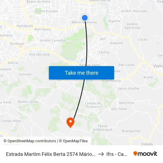 Estrada Martim Félix Berta 2574 Mário Quintana Porto Alegre - Rs 91260-650 Brasil to Ifrs - Campus Restinga map