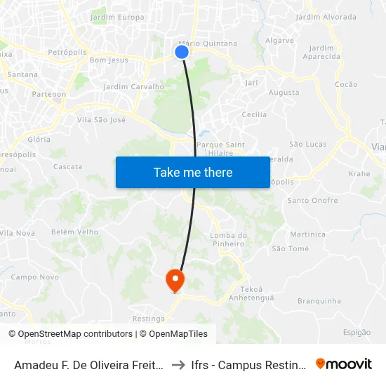 Amadeu F. De Oliveira Freitas to Ifrs - Campus Restinga map