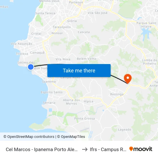 Cel Marcos - Ipanema Porto Alegre - Rs Brasil to Ifrs - Campus Restinga map