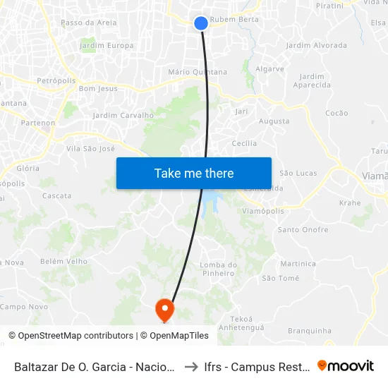 Baltazar De O. Garcia - Nacional Bc to Ifrs - Campus Restinga map