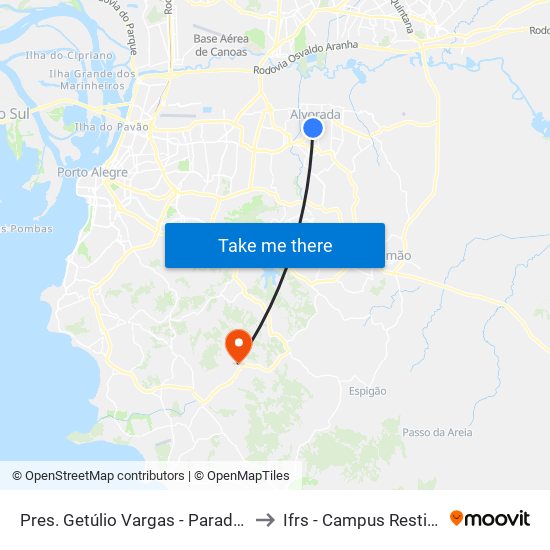 Pres. Getúlio Vargas - Parada 47 to Ifrs - Campus Restinga map