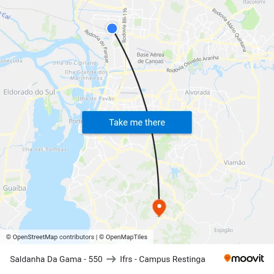 Saldanha Da Gama - 550 to Ifrs - Campus Restinga map