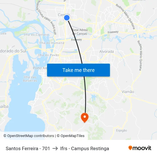 Santos Ferreira - 701 to Ifrs - Campus Restinga map