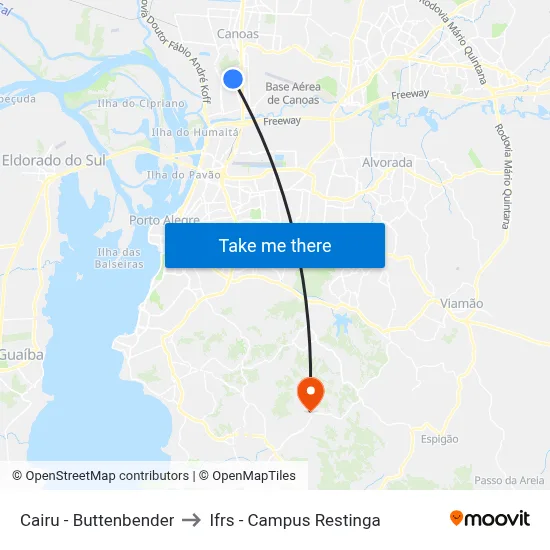 Cairu - Buttenbender to Ifrs - Campus Restinga map