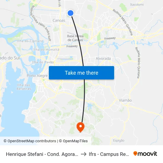 Henrique Stefani - Cond. Agora Canoas to Ifrs - Campus Restinga map