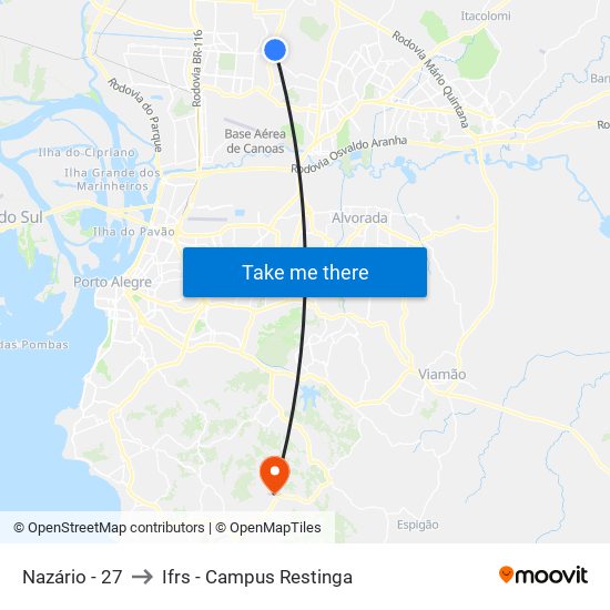 Nazário - 27 to Ifrs - Campus Restinga map