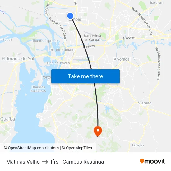 Mathias Velho to Ifrs - Campus Restinga map
