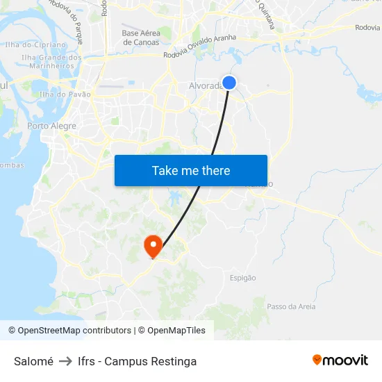 Salomé to Ifrs - Campus Restinga map