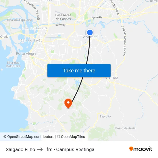 Salgado Filho to Ifrs - Campus Restinga map