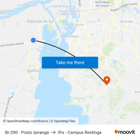 Br-290 - Posto Ipiranga to Ifrs - Campus Restinga map