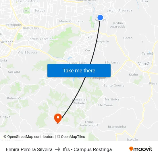 Elmira Pereira Silveira to Ifrs - Campus Restinga map