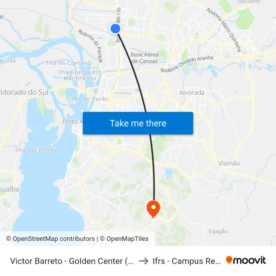 Victor Barreto - Golden Center (Seletivos) to Ifrs - Campus Restinga map