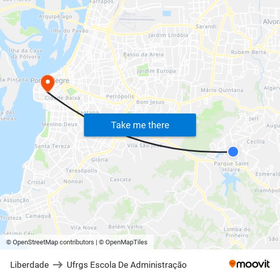 Liberdade to Ufrgs Escola De Administração map