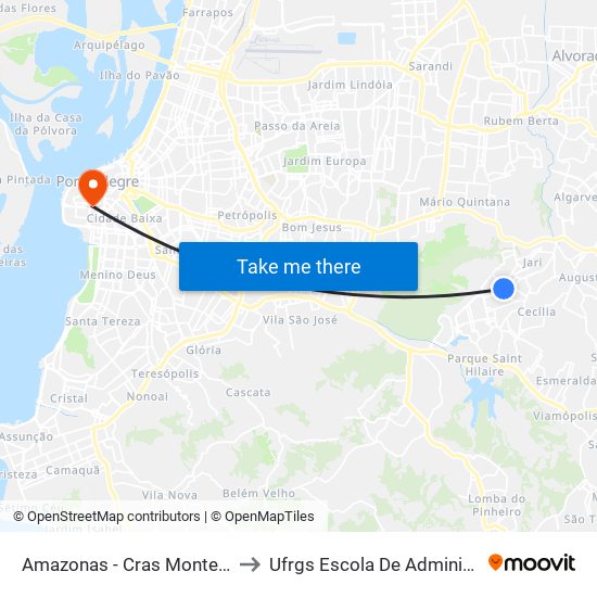 Amazonas - Cras Monte Alegre to Ufrgs Escola De Administração map