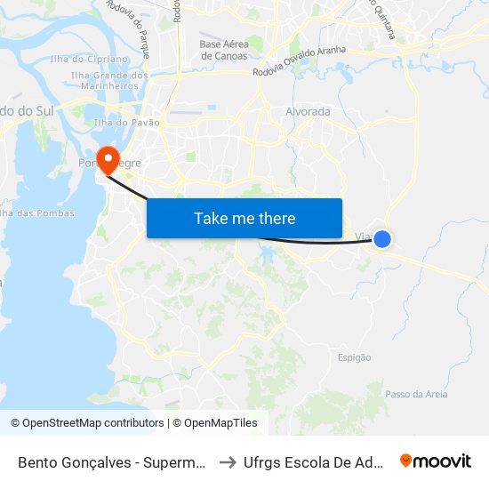 Bento Gonçalves - Supermercado Lisboa to Ufrgs Escola De Administração map