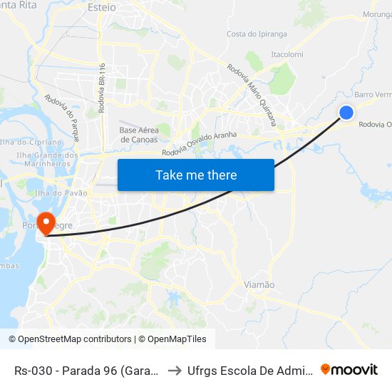 Rs-030 - Parada 96 (Garagem Sogil) to Ufrgs Escola De Administração map