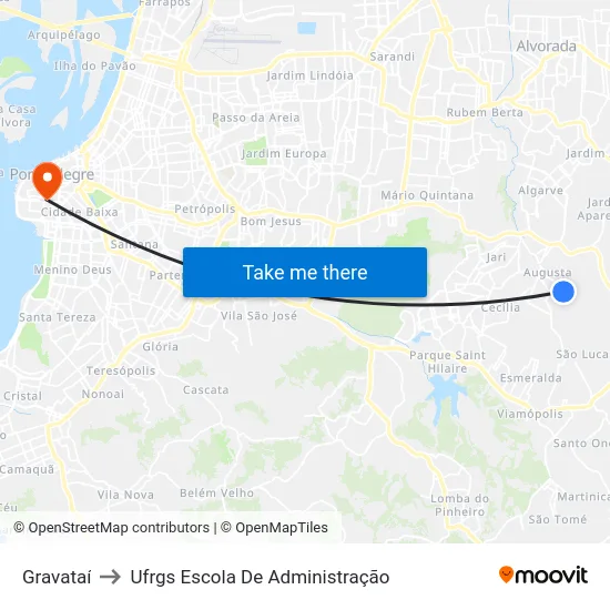 Gravataí to Ufrgs Escola De Administração map