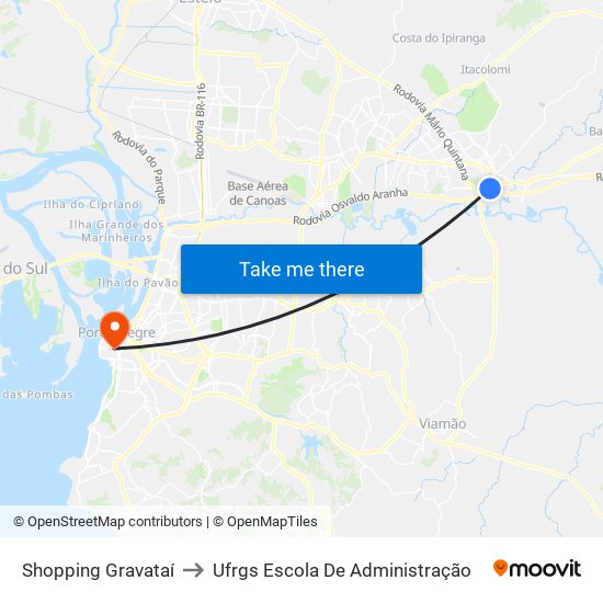 Shopping Gravataí to Ufrgs Escola De Administração map