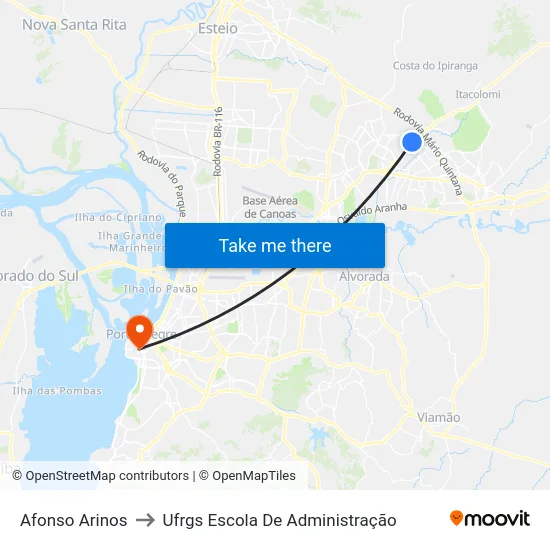 Afonso Arinos to Ufrgs Escola De Administração map