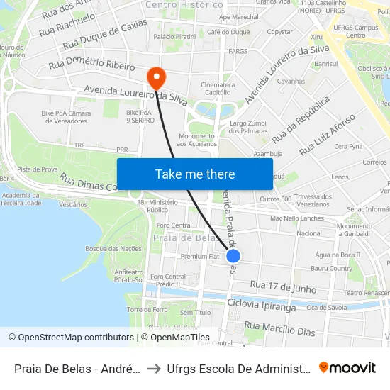 Praia De Belas - André Belo to Ufrgs Escola De Administração map