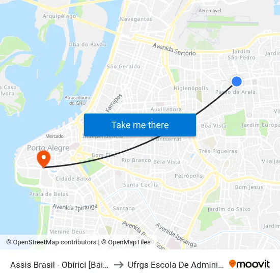 Assis Brasil - Obirici [Bairro - Bc] to Ufrgs Escola De Administração map