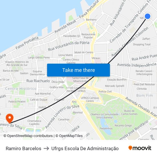 Ramiro Barcelos to Ufrgs Escola De Administração map