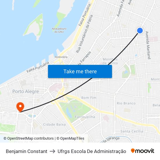 Benjamin Constant to Ufrgs Escola De Administração map