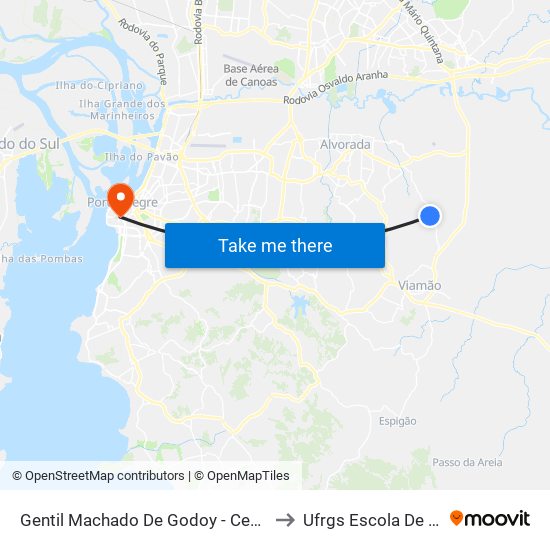Gentil Machado De Godoy - Centro De Pesquisa Viamão to Ufrgs Escola De Administração map