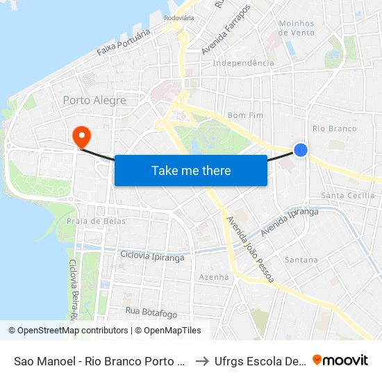 Sao Manoel - Rio Branco Porto Alegre - Rs 90430-200 Brasil to Ufrgs Escola De Administração map