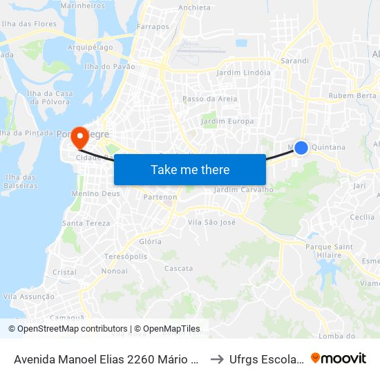 Avenida Manoel Elias 2260 Mário Quintana Porto Alegre - Rs 91240-260 Brasil to Ufrgs Escola De Administração map