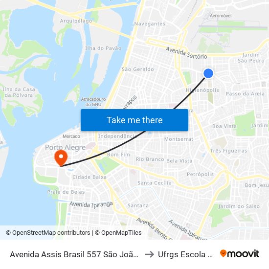 Avenida Assis Brasil 557 São João Porto Alegre - Rs 90550-130 Brasil to Ufrgs Escola De Administração map