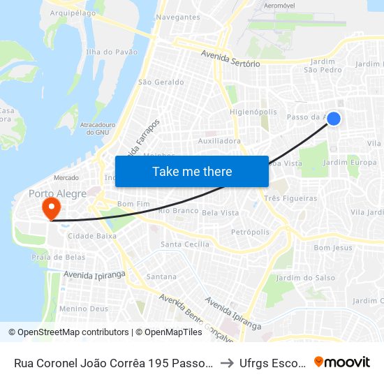 Rua Coronel João Corrêa 195 Passo Da Areia Porto Alegre - Rio Grande Do Sul 91350 Brasil to Ufrgs Escola De Administração map