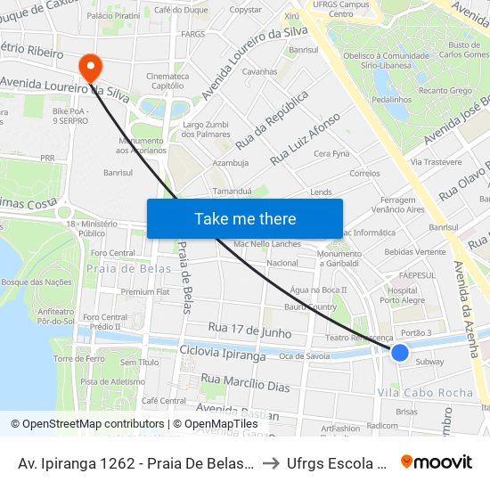 Av. Ipiranga 1262 - Praia De Belas Porto Alegre - Rs 90160-091 Brasil to Ufrgs Escola De Administração map