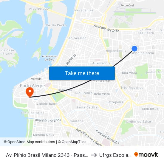 Av. Plínio Brasil Milano 2343 - Passo D Areia Porto Alegre - Rs 90520-003 Brasil to Ufrgs Escola De Administração map