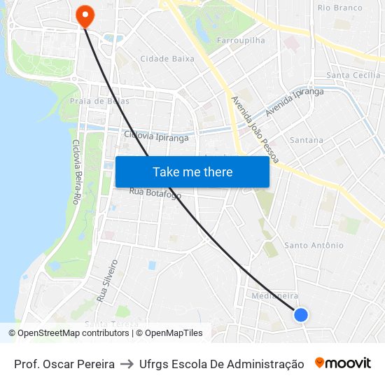 Prof. Oscar Pereira to Ufrgs Escola De Administração map
