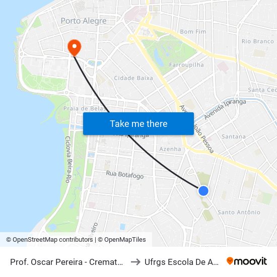 Prof. Oscar Pereira - Crematório Metropolitano to Ufrgs Escola De Administração map
